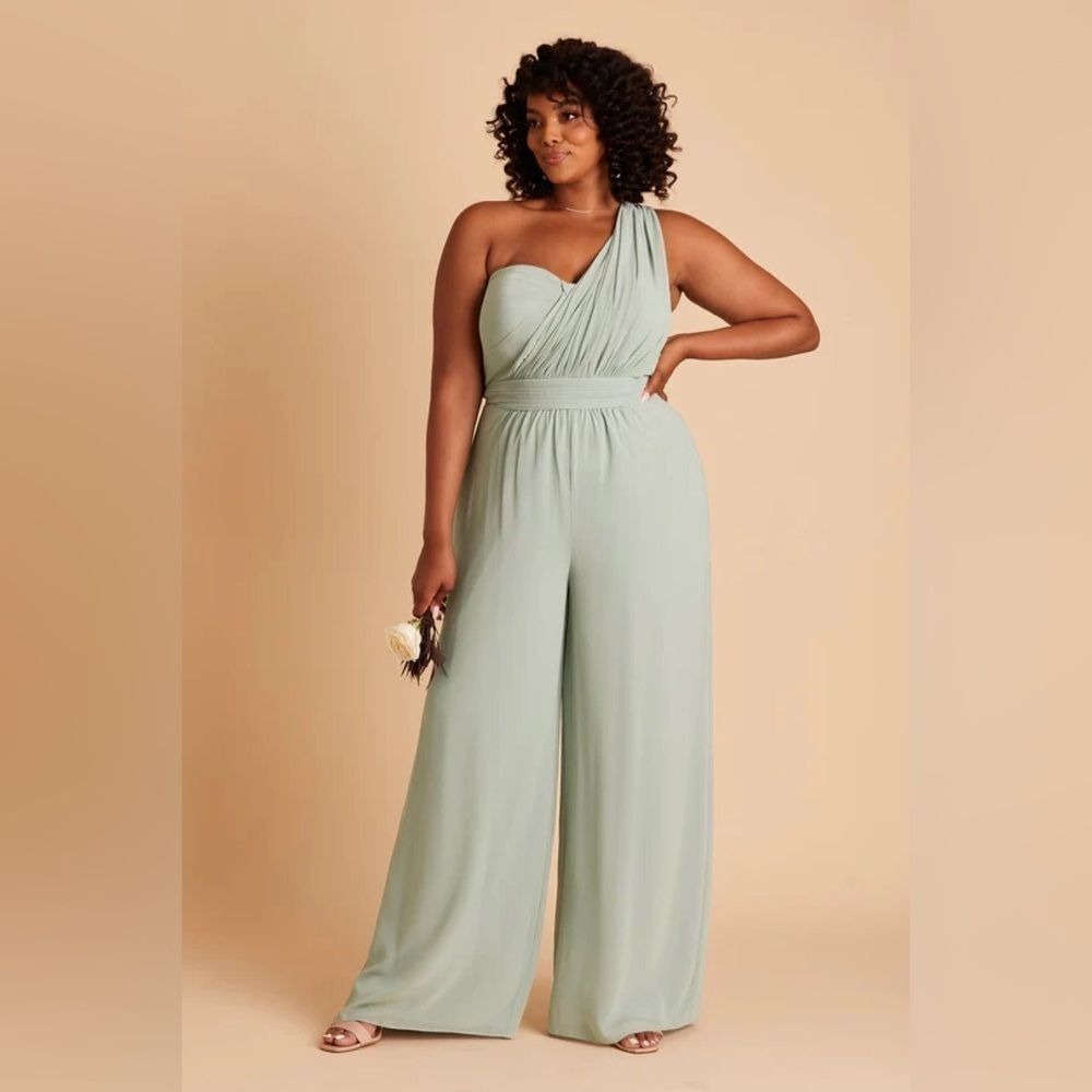 NWT Birdy Grey One-Shoulder Jumpsuit in Sage